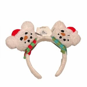 Disney Christmas Holiday 2024 Mickey And Minnie Snowman Headband Ears New